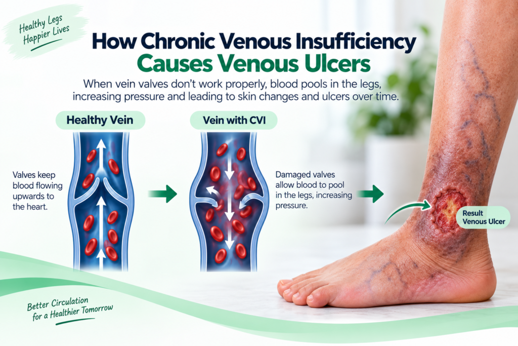 How chronic venous insufficiency causes venous ulcers